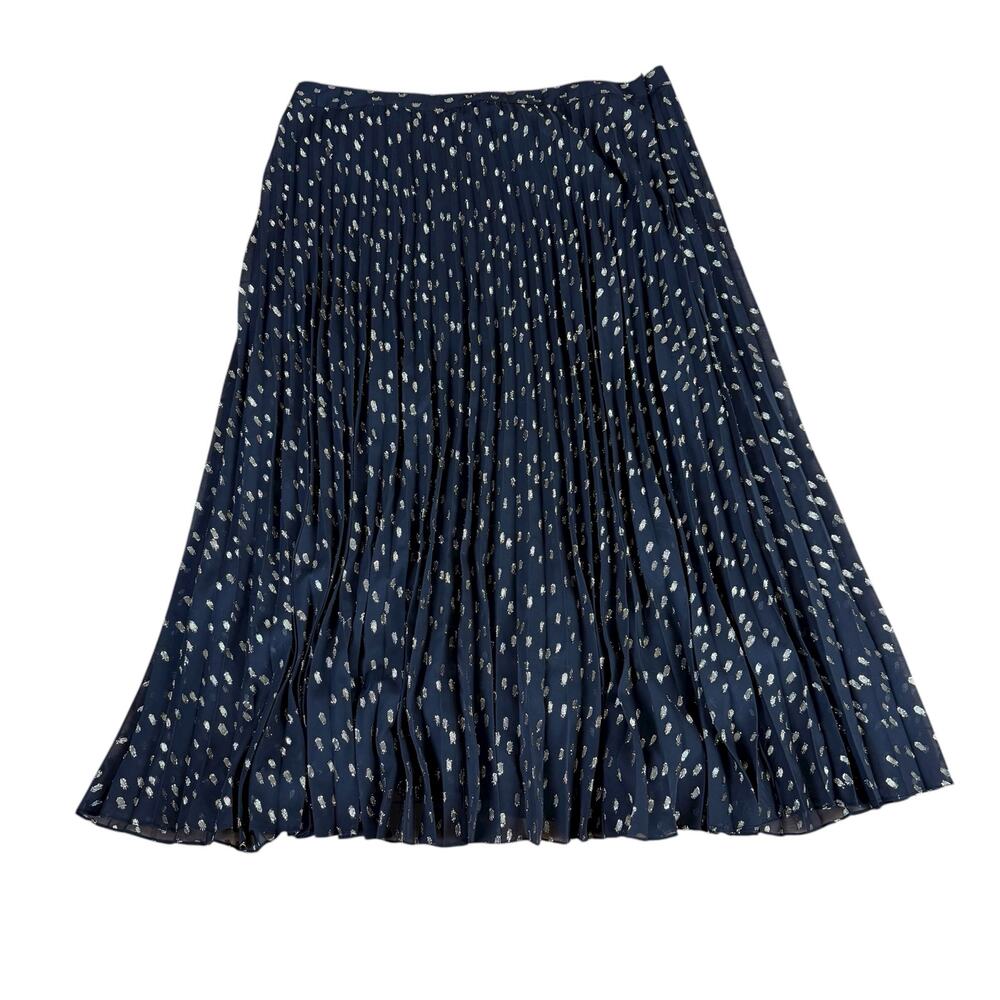 Chico's Black Label Maxi Skirt Size 4 (US 20) Clip Dot Metallic Pleated Holiday